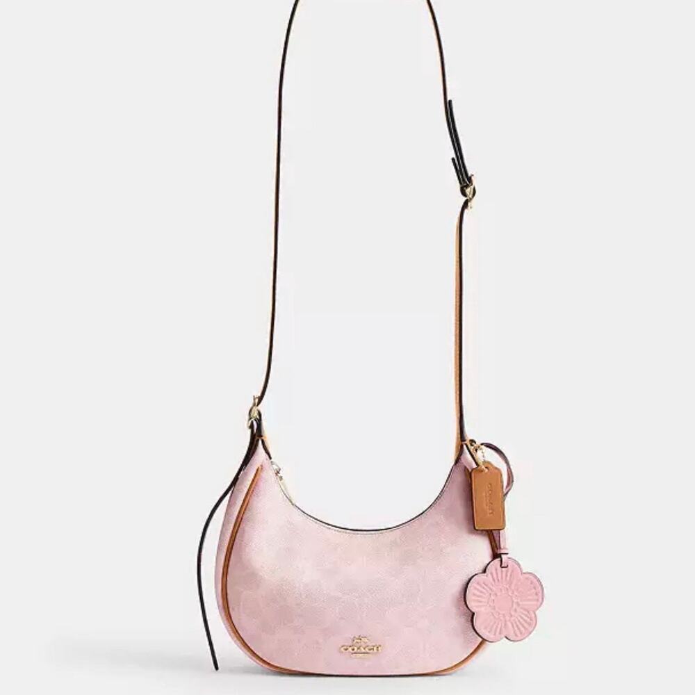 Coach CDW86 Emily Shoulder Bag Signature Canvas With Charms Powder Pink - Picture 5 of 16